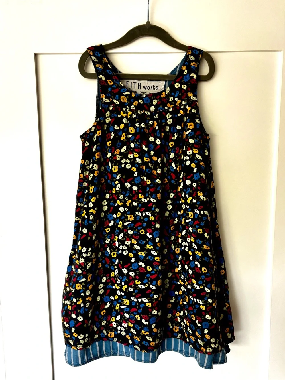FITH Works Japanese Boutique Girls Floral Dress Striped Trim | Size 120 US 5/6